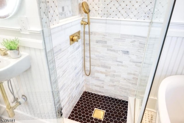 bathroom featuring an enclosed shower