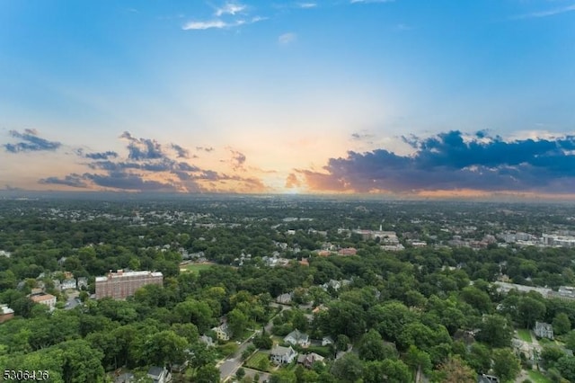 view of aerial view at dusk