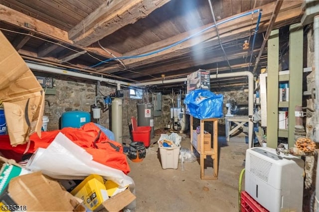 basement featuring water heater