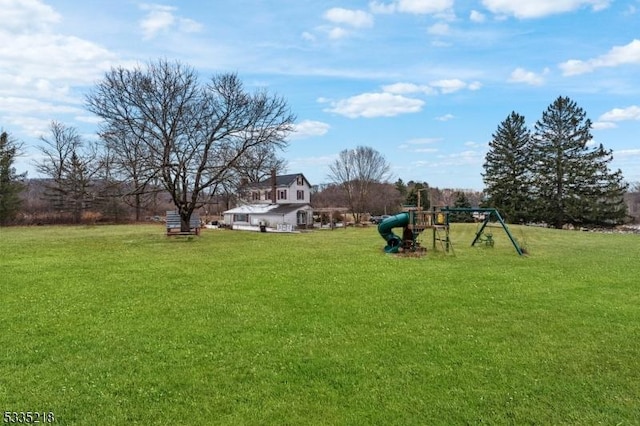 view of yard with a playground