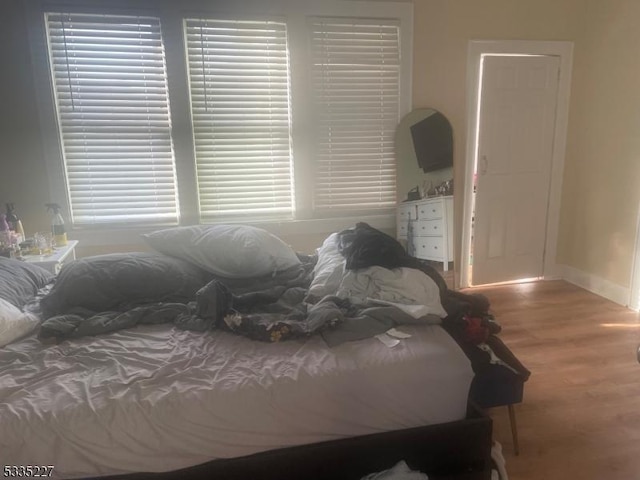 bedroom with wood-type flooring