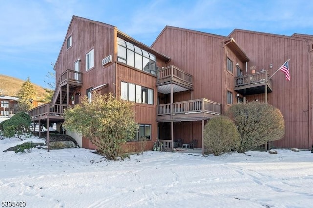 view of snow covered property