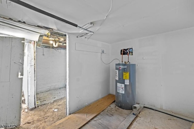 basement featuring electric water heater