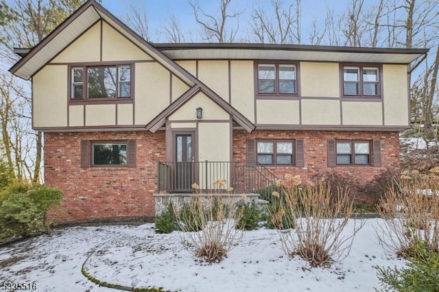 view of snow covered property