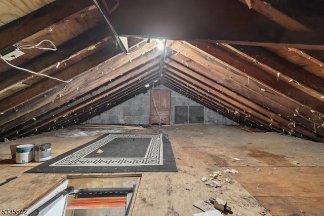 view of unfinished attic