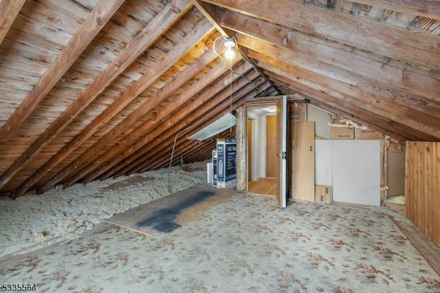 view of unfinished attic