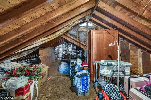 view of unfinished attic