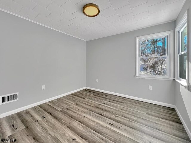 spare room with hardwood / wood-style floors