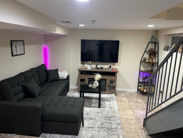 view of tiled living room