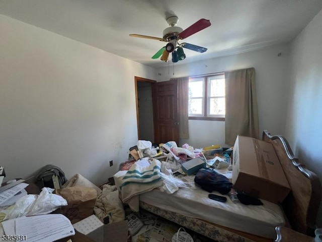 bedroom featuring ceiling fan