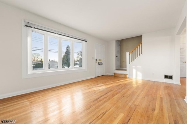 unfurnished living room featuring light hardwood / wood-style floors