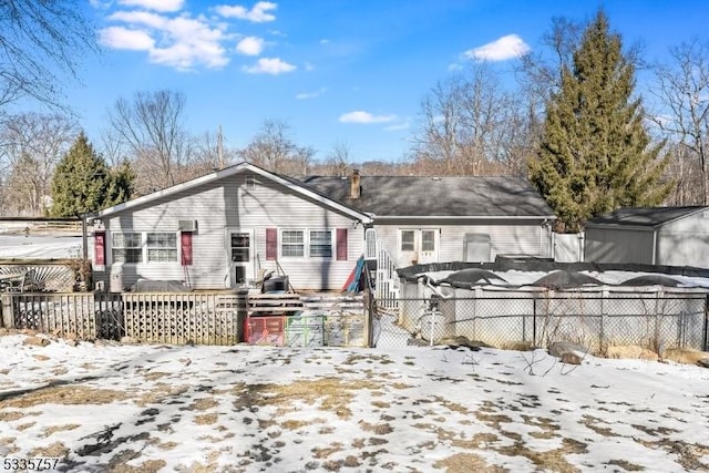 view of snow covered property