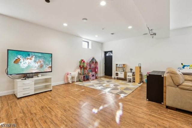 living room featuring light wood-type flooring