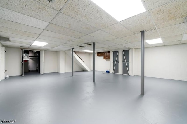 basement with a drop ceiling