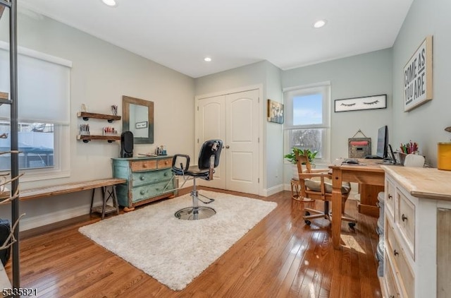 office featuring light wood-type flooring