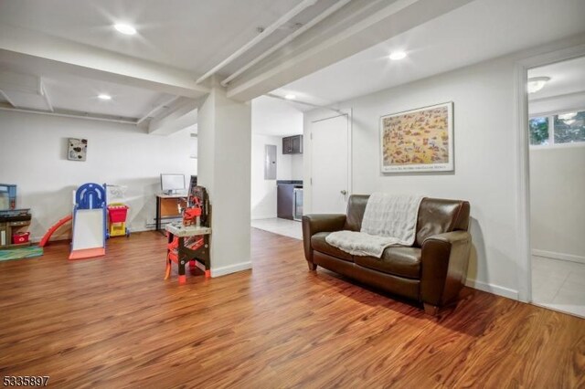 interior space with hardwood / wood-style floors