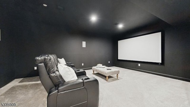 view of carpeted home theater room