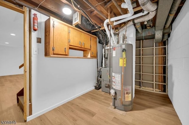 utility room featuring water heater