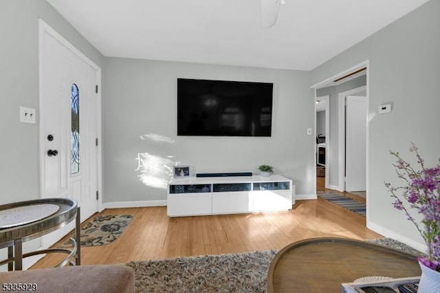 living room with hardwood / wood-style floors