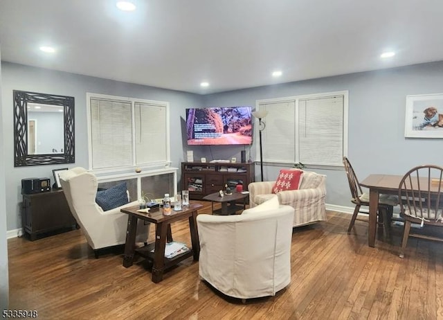 living room with hardwood / wood-style floors