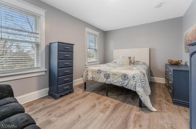 bedroom featuring light wood-type flooring