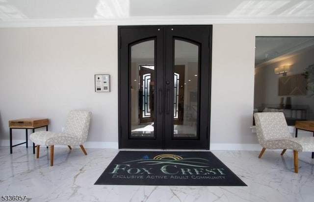 doorway to property with french doors