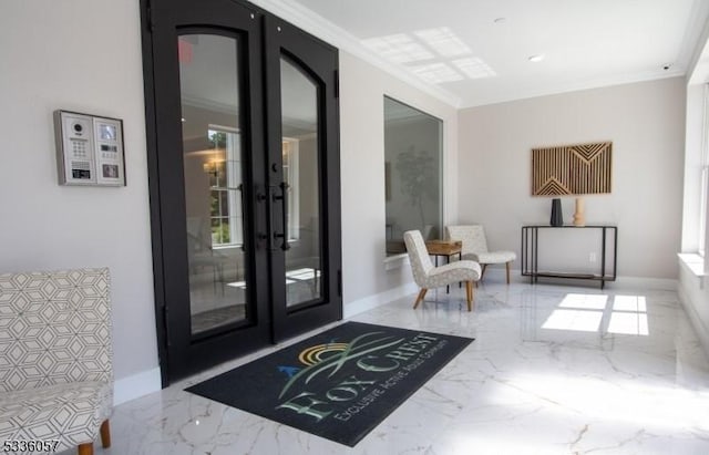 interior space with french doors