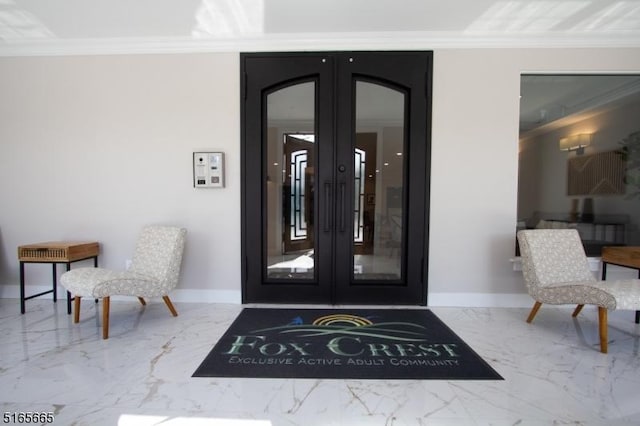 doorway to property with french doors