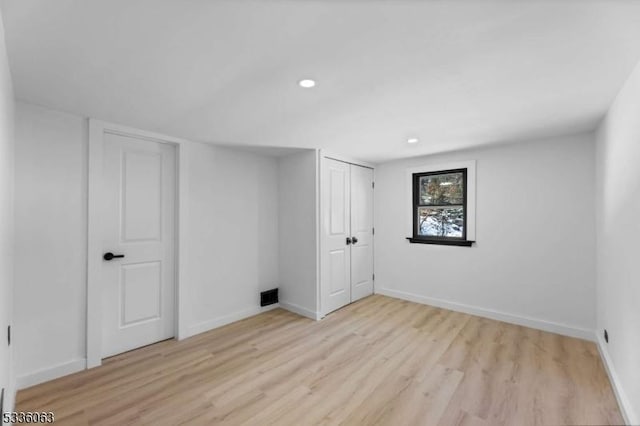 interior space with light hardwood / wood-style flooring