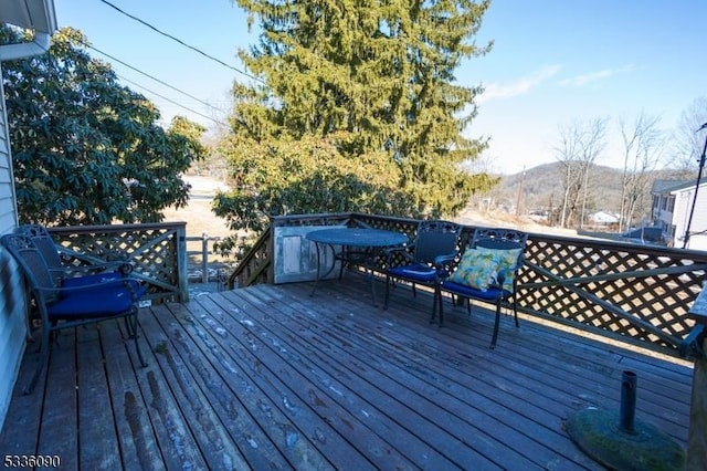 deck featuring a mountain view