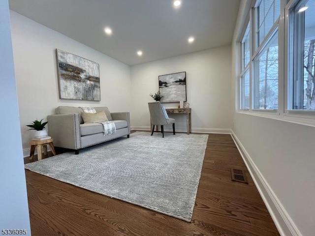 living room with hardwood / wood-style flooring