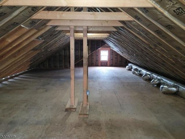 view of unfinished attic