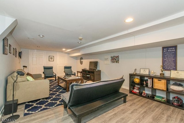 living room featuring wood-type flooring