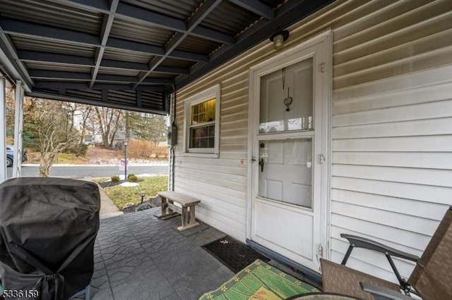 view of patio / terrace with a grill