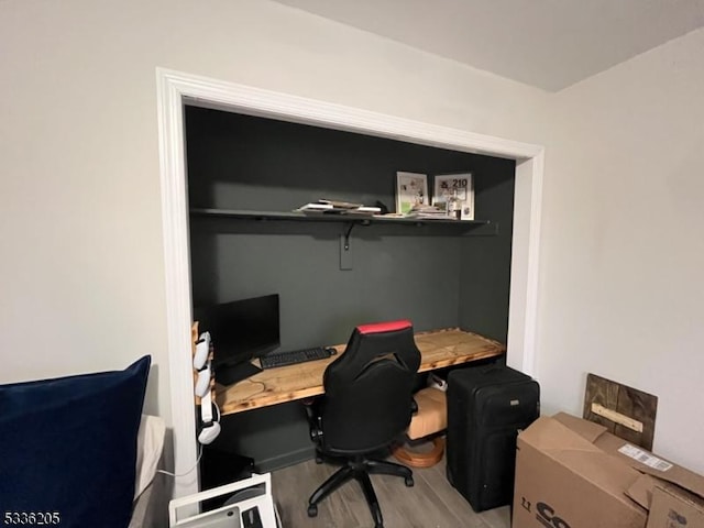 home office with light wood-type flooring