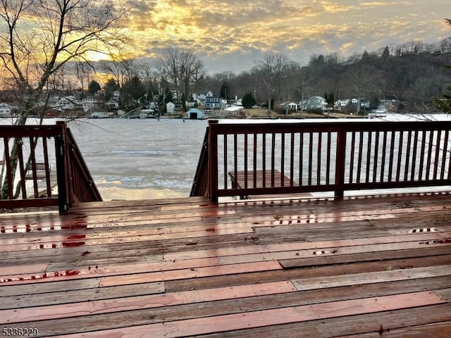 view of snow covered deck