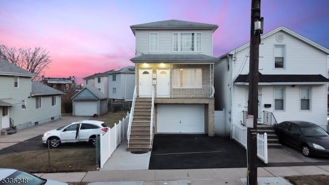 view of front property with a garage