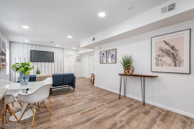 interior space with light hardwood / wood-style flooring