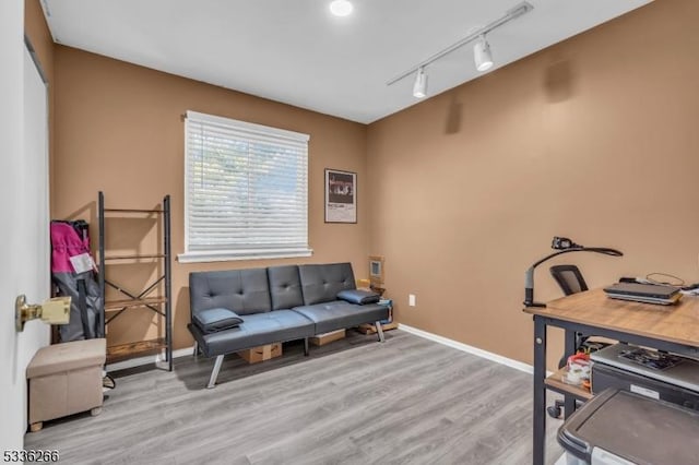 living area with light wood-type flooring