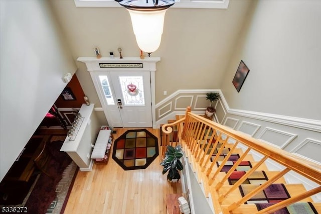 entrance foyer with light wood-type flooring