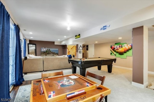 playroom featuring carpet and pool table