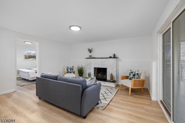 living room featuring light wood-type flooring