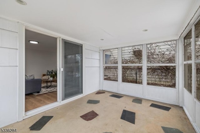 view of unfurnished sunroom