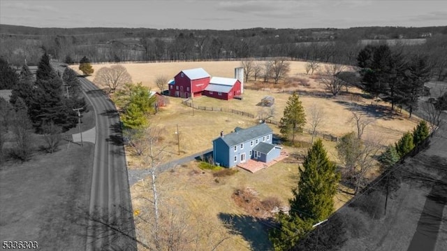 drone / aerial view with a rural view