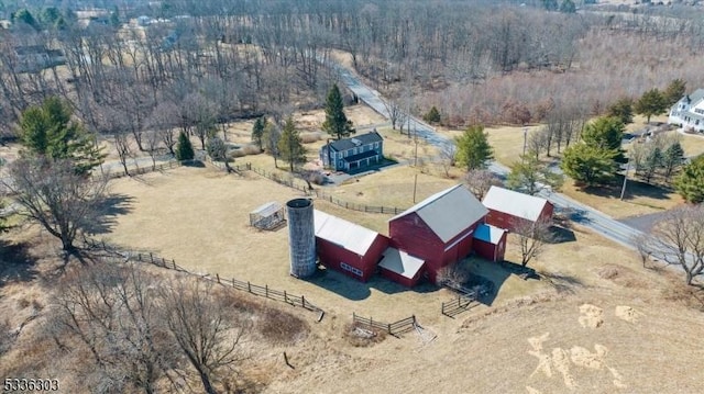 aerial view featuring a rural view