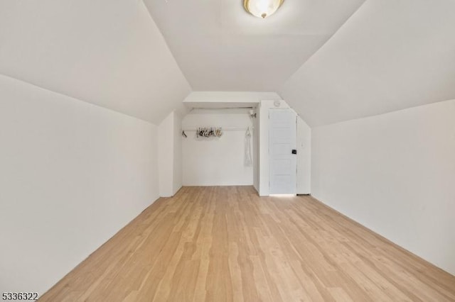 additional living space with lofted ceiling and light wood-type flooring