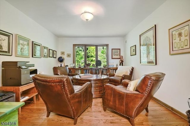 living area featuring light wood-type flooring