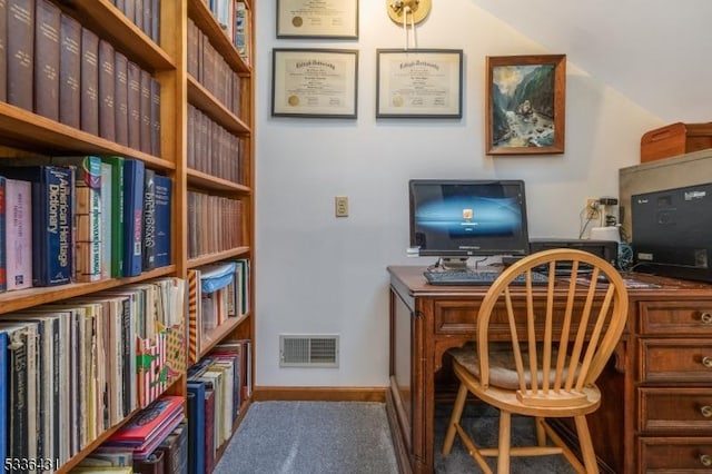 home office featuring built in desk