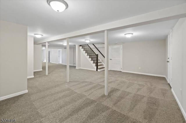 basement with carpet floors