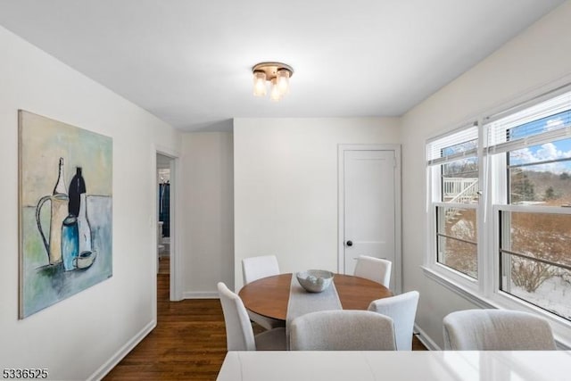 dining space featuring dark hardwood / wood-style flooring